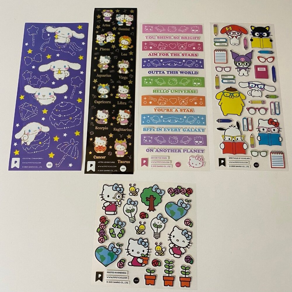 Sanrio Pipsticks Hello Kitty & Friends Stickers Set Space Astrology Kindness +